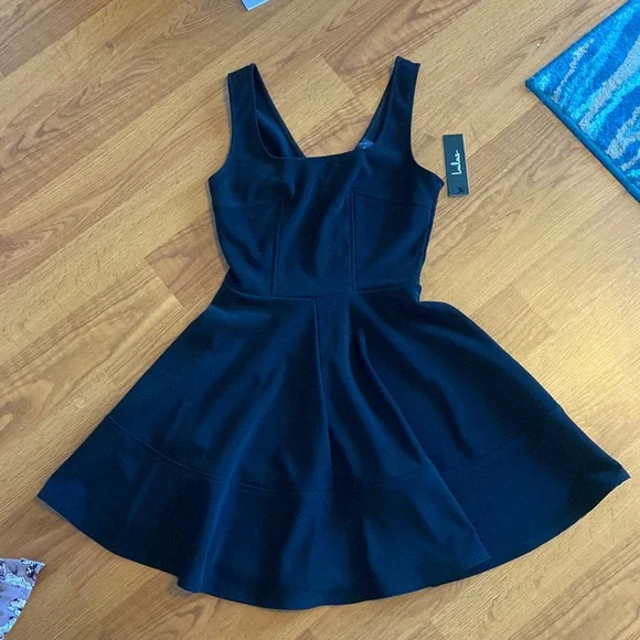 Lulus | Dresses | Lulus Square Neck Aline Mini Dress Black | Poshmark